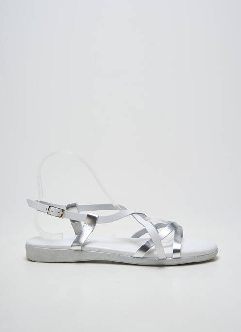 Sandales/nu pieds tissage satiné talon plat jusqu'à 3cm argent RAQUEL PEREZ femme