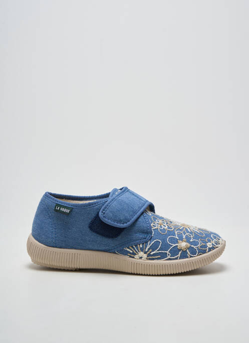 Chaussons/pantoufles fermeture scratch talon plat jusqu'à 3cm bleu LA VAGUE femme