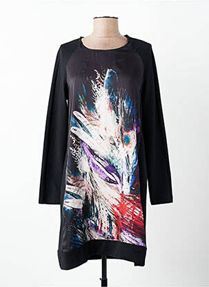 Robe courte manches longues manches longues noir SENORETTA femme