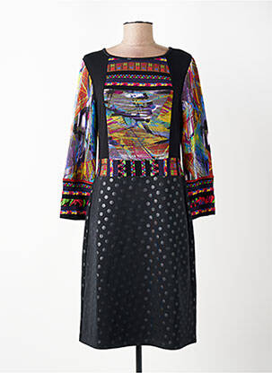 Robe mi-longue manches longues manches longues noir OLIVIER PHILIPS femme