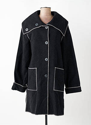 Manteau long coupe cintrée sans capuche noir STUDIO GP femme