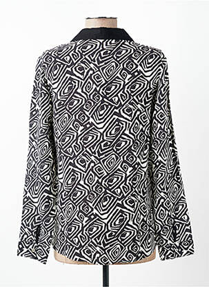 Chemisier imprimé fantaisie manches longues noir FELINO femme