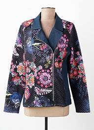 Veste casual col tailleur bleu KALISSON femme