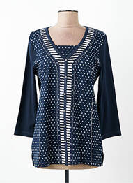 Top tissage jersey manches 3/4 bleu BAGORAZ femme