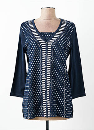 Top tissage jersey manches 3/4 bleu BAGORAZ femme