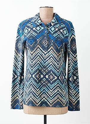 Pull coupe cintrée manches longues bleu GEVANA femme