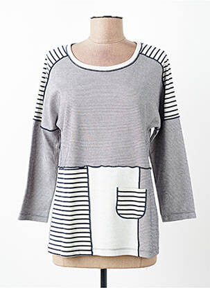 Sweat-shirt stretch manches 3/4 bleu LE CABESTAN femme