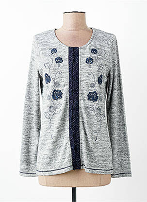 Pull tissage chiné manches longues gris KALISSON femme