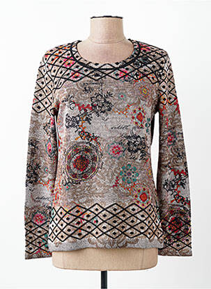 Pull coupe cintrée manches longues beige KALISSON femme