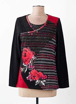 Pull coupe cintrée manches longues noir KALISSON femme