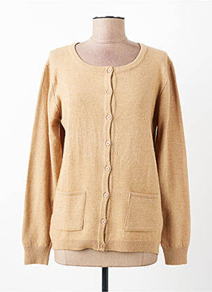 Gilet manches longues col rond beige FELINO femme