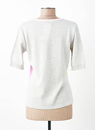 Pull tissage chiné manches courtes gris CHASSAGNARD femme