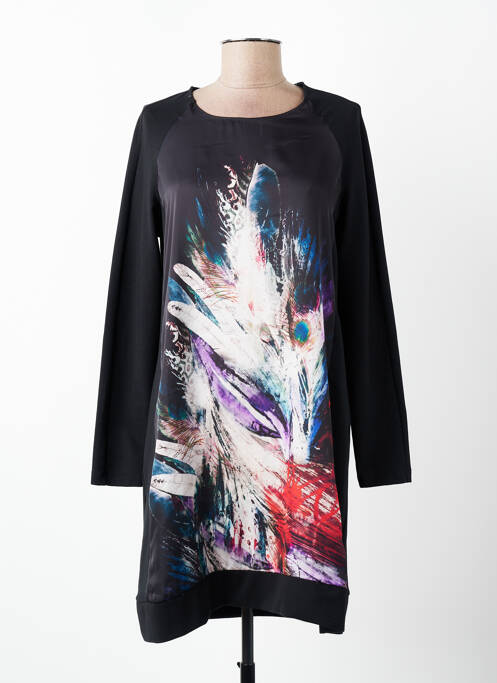 Robe courte manches longues manches longues noir SENORETTA femme