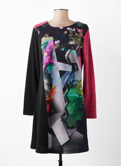 Robe courte manches longues manches longues noir SENORETTA femme