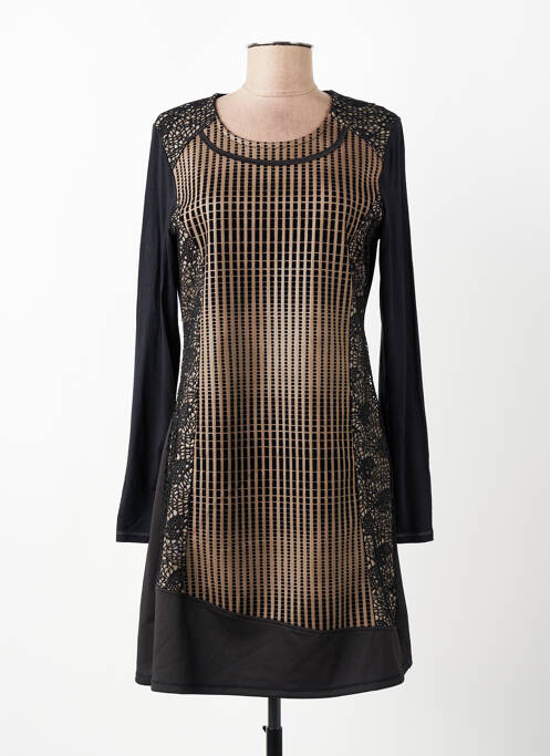 Robe courte manches longues manches longues noir KALISSON femme