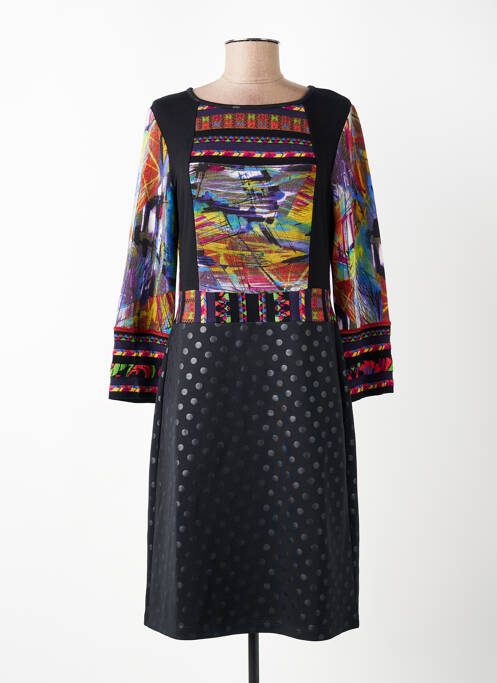 Robe mi-longue manches longues manches longues noir OLIVIER PHILIPS femme