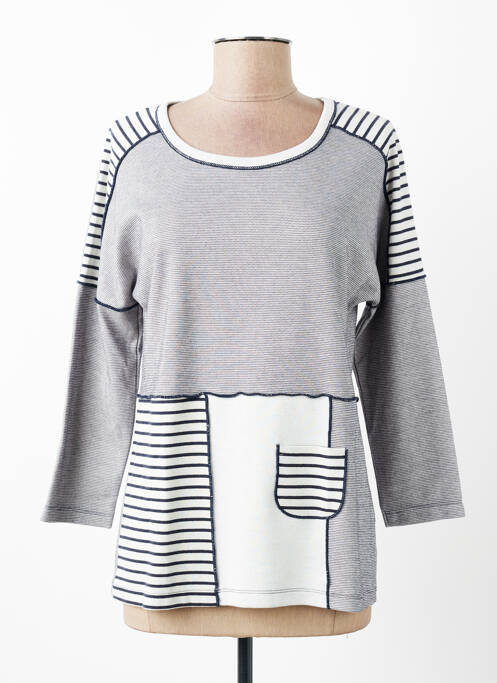 Sweat-shirt stretch manches 3/4 bleu LE CABESTAN femme
