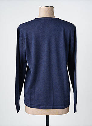 Gilet manches longues col rond bleu fonce GEVANA femme
