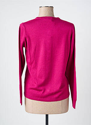 Gilet manches longues col rond rose GEVANA femme