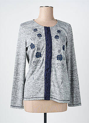 Pull tissage chiné manches longues gris KALISSON femme