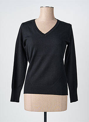 Pull col v manches longues noir SCORZZO femme