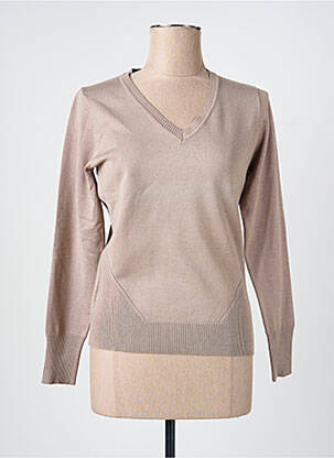 Pull col v manches longues marron SCORZZO femme