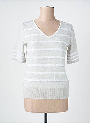 Pull tissage chiné manches courtes gris CHASSAGNARD femme