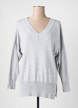 Pull tissage chiné manches longues gris FELINO femme