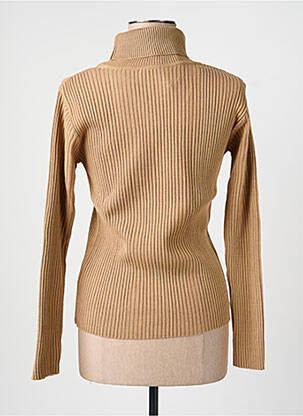 Pull col roulé tissage côtelé manches longues marron FELINO femme
