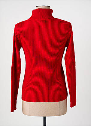 Pull col roulé tissage côtelé manches longues rouge FELINO femme