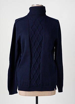 Pull col roulé stretch manches longues bleu PULL & MAILLE femme