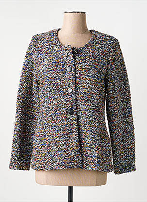 Gilet manches longues col rond bleu GEVANA femme
