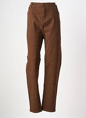 Jeans coupe slim tissage brut taille normale marron QUATRE VINGT JOURS femme