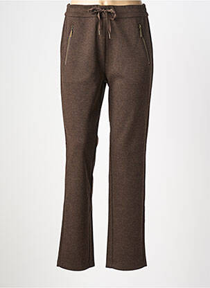 Pantalon slim taille élastique taille normale marron YEST femme