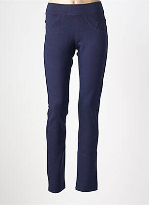 Jegging tissage popeline taille normale bleu QUATRE VINGT JOURS femme