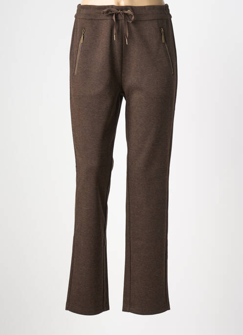 Pantalon slim taille élastique taille normale marron YEST femme