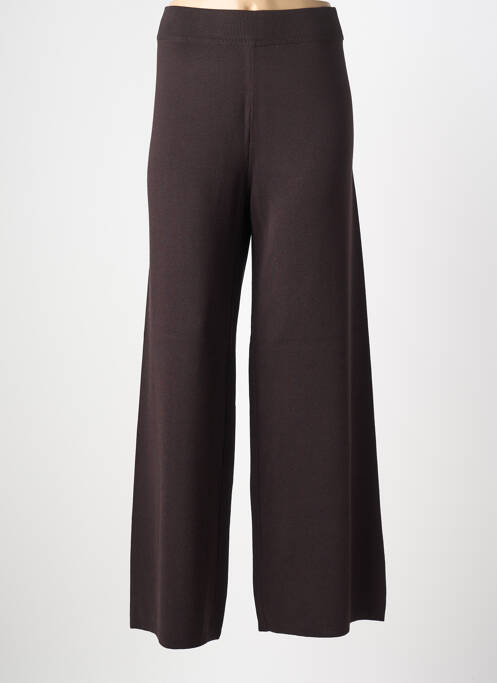 Pantalon droit tissage crêpe taille normale marron YEST femme