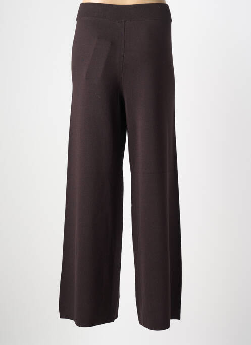 Pantalon droit tissage crêpe taille normale marron YEST femme