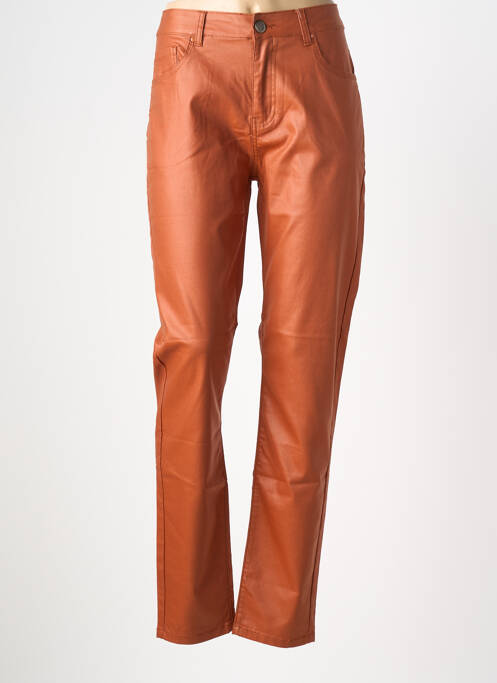 Pantalon slim stretch taille normale marron QUATRE VINGT JOURS femme