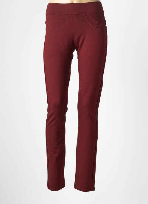 Jegging tissage popeline taille normale rouge QUATRE VINGT JOURS femme