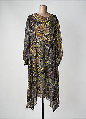 Robe longue imprimé fantaisie manches longues noir MAT. femme