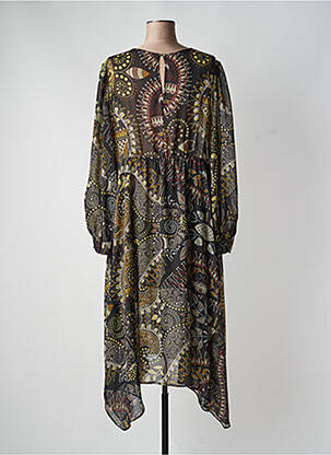 Robe longue imprimé fantaisie manches longues noir MAT. femme