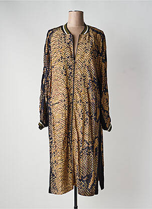 Robe mi-longue imprimé fantaisie manches longues noir MAT. femme