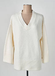 Pull col v manches longues blanc YEST femme