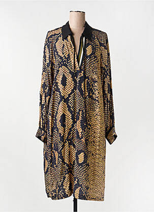 Robe mi-longue imprimé fantaisie manches longues noir MAT. femme