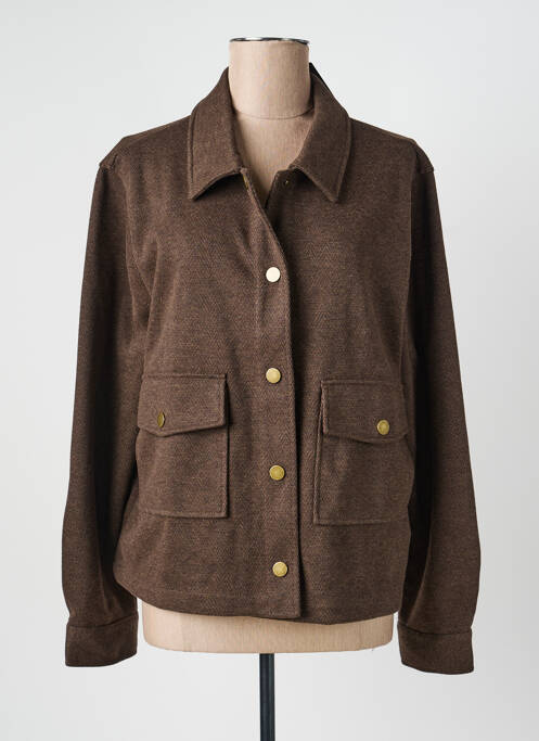 Manteau court coupe droite sans capuche marron YEST femme