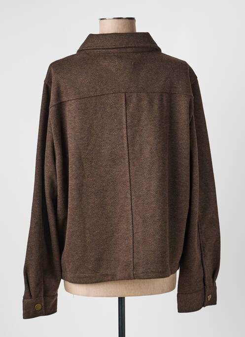 Manteau court coupe droite sans capuche marron YEST femme