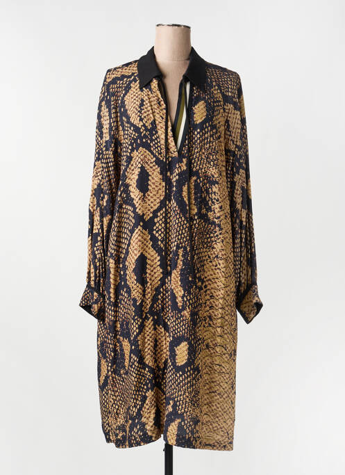 Robe mi-longue imprimé fantaisie manches longues noir MAT. femme