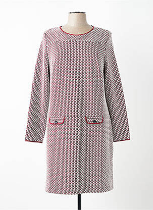 Robe mi-longue imprimé fantaisie manches longues rouge SENORETTA femme