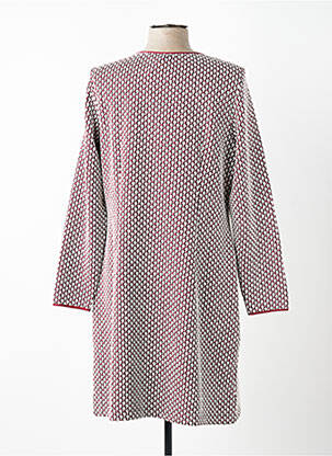 Robe mi-longue imprimé fantaisie manches longues rouge SENORETTA femme